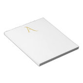 Gold Color Monogram Initial Professional White ノートパッド (アングル)