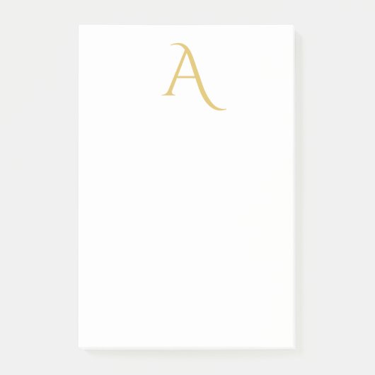 Gold Color Monogram Initial Professional White ポストイット (正面)