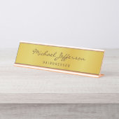 Gold Color Professional Handwriting Script デスクネームプレート (正面)