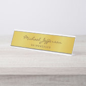 Gold Color Professional Handwriting Script デスクネームプレート (正面)