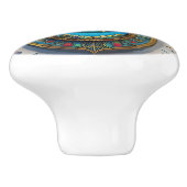 Gold Colorful Filigree Blue-Green Third Eye Hamsa セラミックノブ (側面)