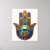 Gold Colorful Hamsa Turquoise Sapphire Third Eye  キャンバスプリント (正面)