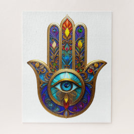 Gold Colorful Hamsa Turquoise Sapphire Third Eye  ジグソーパズル