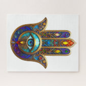 Gold Colorful Hamsa Turquoise Sapphire Third Eye  ジグソーパズル (横)