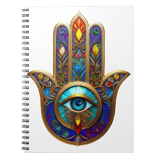Gold Colorful Hamsa Turquoise Sapphire Third Eye  ノートブック (正面)