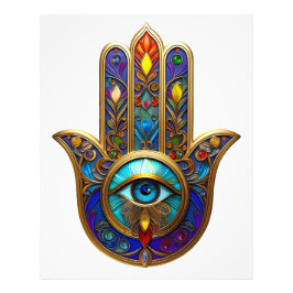 Gold Colorful Hamsa Turquoise Sapphire Third Eye  フォトプリント