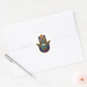 Gold Colorful Hamsa Turquoise Sapphire Third Eye ラウンドシール (封筒)