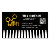 Gold Comb | Hair Stylist | QR Code マグネット名刺 (正面)