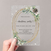 Gold cone greenery glitter frosted Christmas Party アクリル招待状 (インサイチュ (ポータブル))