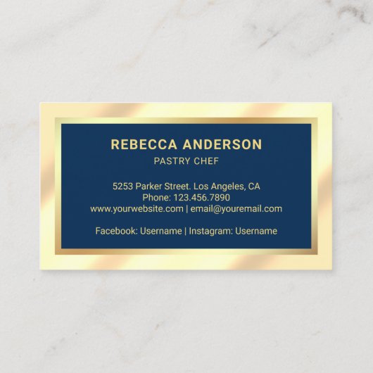 Gold Confetti Cream Foil Whisk Pastry Chef Bakery 名刺 (裏面)