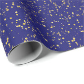 Gold Confetti Dots Midnight Blue ラッピングペーパー (ロールコーナー)
