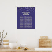 Gold Confetti Dots Navy Wedding Seating Chart ポスター (キッチン)