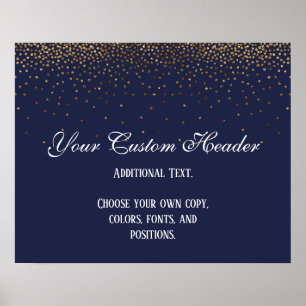 Gold Confetti Elegant Navy Do It Yourself Wedding ポスター