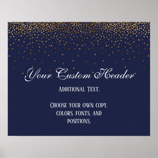 Gold Confetti Elegant Navy Do It Yourself Wedding ポスター (正面)