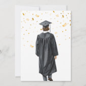 Gold Confetti Grad Boy Illustration Invite 招待状 (裏面)