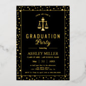 Gold confetti law school graduation Class Of 2026 箔招待状 (正面)