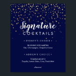 Gold Confetti | Navy Signature Cocktails Sign ポスター<br><div class="desc">This gold confetti | navy signature cocktails sign is perfect for a simple,  classy wedding reception. The elegant whimsical design features faux gold glitter confetti and minimalist calligraphy on navy with a modern boho feel.</div>