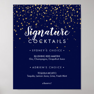 Gold Confetti | Navy Signature Cocktails Sign ポスター