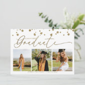 Gold Confetti | Photo Collage Graduation 招待状 (スタンド正面)