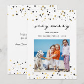 Gold Confetti Stars | Holiday Photo Card シーズンカード (正面/裏面)