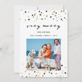 Gold Confetti Stars | Holiday Photo Card シーズンカード