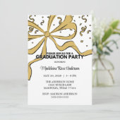 Gold Coquette Bow Girl Photo Graduation 招待状 (スタンド正面)