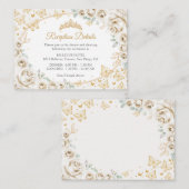 Gold Cream Quinceanera Reception Details エンクロージャーカード (正面/裏面)