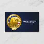 Gold Crest Eagle Emblem USA Flag | Dark Blue 名刺 (正面)