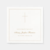 Gold Cross Christening Baptism Religious Party スタンダードカクテルナプキン (正面)