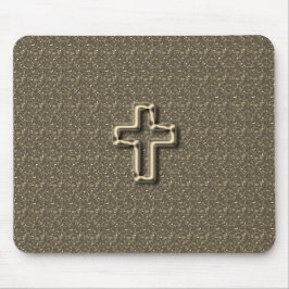 Gold-CROSS-Christian-Faith_Churches_Taupe マウスパッド