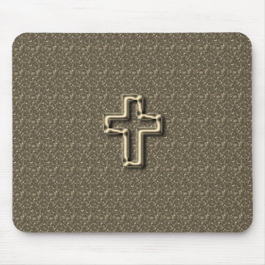 Gold-CROSS-Christian-Faith_Churches_Taupe マウスパッド (正面)