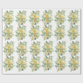 Gold Cross Floral Watercolor Baptism 1st Communion ラッピングペーパー (フラット)