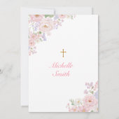 Gold Cross Girl’s Communion Elegant Watercolor  招待状 (裏面)