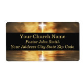 Gold Cross Lake Sunset Church Pastor Business ラベル (正面)