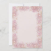 Gold Cross Pink Flowers Baptism Glitter Confetti 招待状 (裏面)