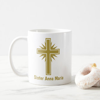 Gold Cross Religious Teacher Mug Personalized コーヒーマグカップ