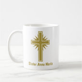 Gold Cross Religious Teacher Mug Personalized コーヒーマグカップ (左)