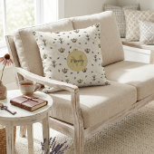 Gold Crown Queen Bee Monogram Royal Ivory クッション