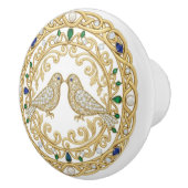 Gold Crystal Birds faux 2D graphic gemstones セラミックノブ (右)