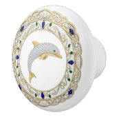 Gold Crystal Dolphin 2Dgraphic Ocean Sea Marine セラミックノブ (右)