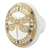Gold Crystal Dragonfly faux 2D graphic gemstones セラミックノブ (右)