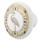 Gold Crystal Heron Sea Bird 2Dgraphic gemstone セラミックノブ (右)