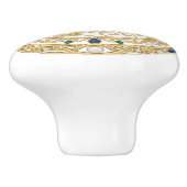 Gold Crystal Hummingbird Bird 2D graphic gemstones セラミックノブ (側面)