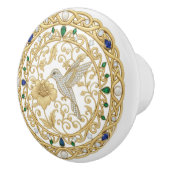 Gold Crystal Hummingbird Bird 2D graphic gemstones セラミックノブ (右)