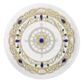 Gold Crystal Nautical Captain Ship Compass Rose セラミックノブ (正面)