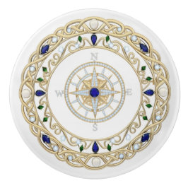 Gold Crystal Nautical Captain Ship Compass Rose セラミックノブ