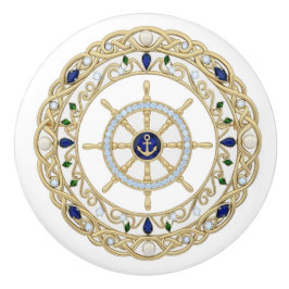 Gold Crystal Nautical Captain Ship's Wheel Helm セラミックノブ