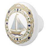 Gold Crystal Nautical Sail Boat Sailing 2DGraphic セラミックノブ (右)