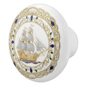 Gold Crystal Nautical Ship Boat Sailing 2DGraphic セラミックノブ (右)
