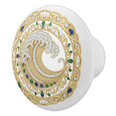 Gold Crystal Ocean Great Wave 2D graphic gemstones セラミックノブ (右)
